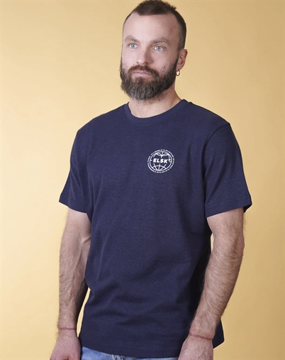 Elsk - Statement Globe Mens Hemp T-Shirt - Dark Navy 